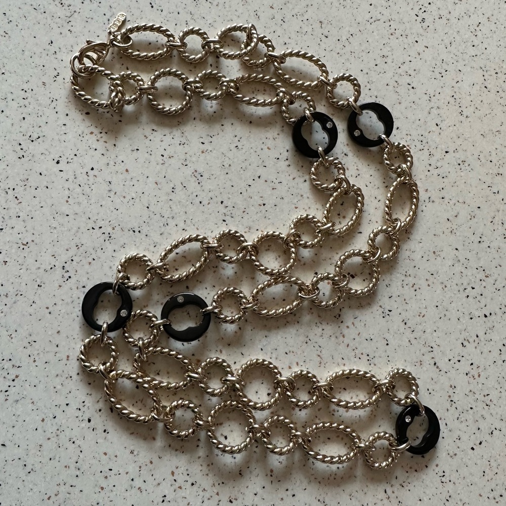 Grace Kelly Oval Gold Link with Black Link & Crystal  36” CoCo Chanel Design - Picture 10 of 11